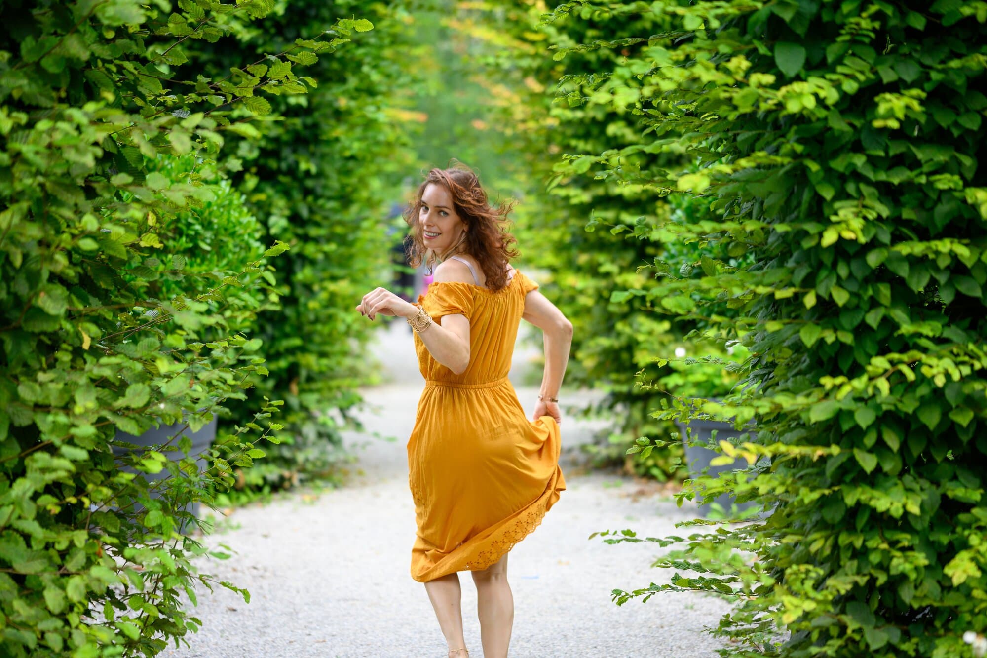 Arielle in a yellow dress