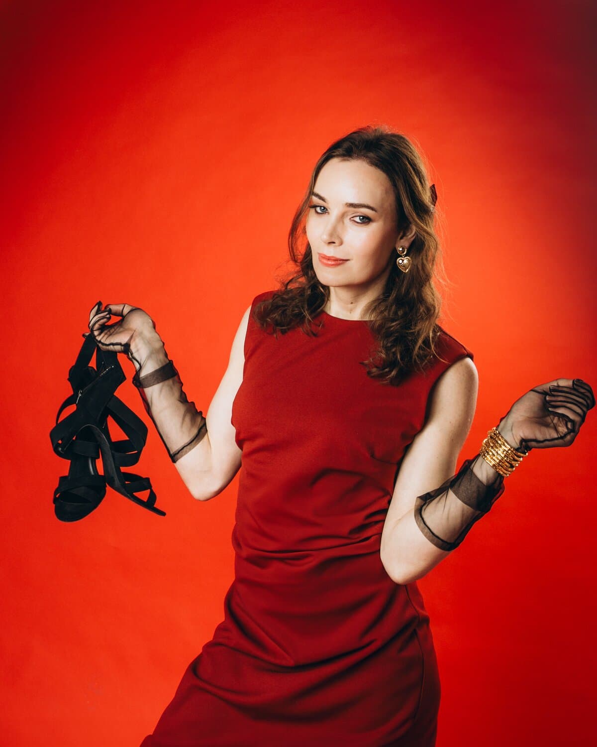 Arielle in a red dress